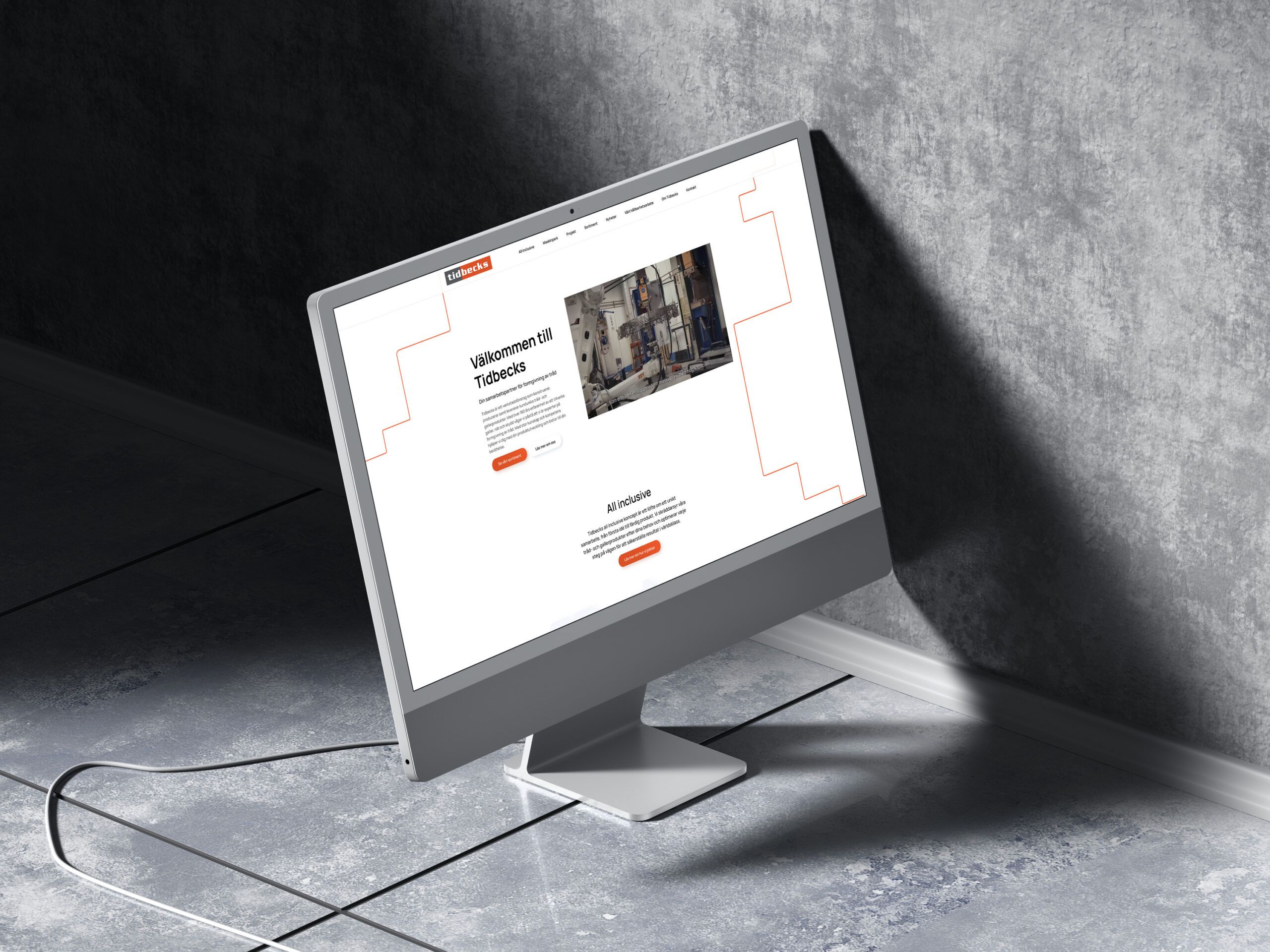 Tidbecks webbplats mockups
